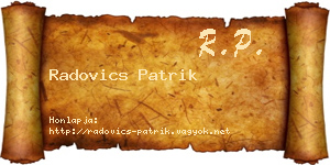 Radovics Patrik névjegykártya